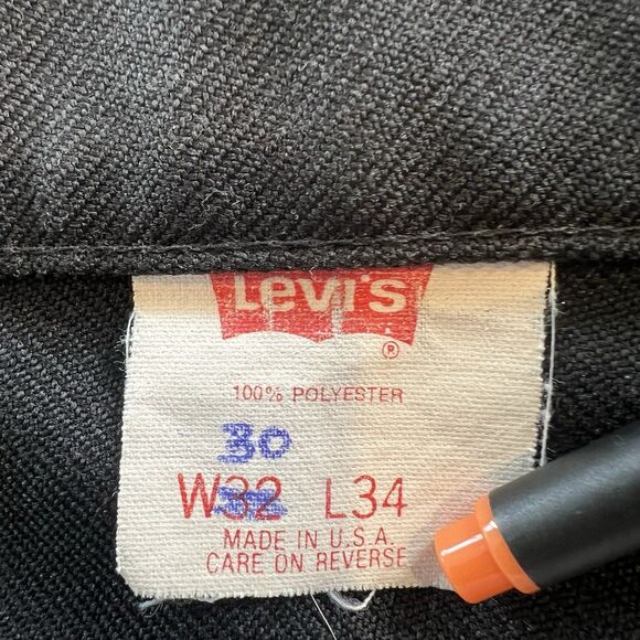 Vintage Levi’s Black 100% Polyester Pants 32x34 Made In USA Scoville Zipper - Picture 5 of 10